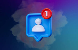 Ícone de notificação de novo seguidor em um fundo de nuvens, ideal para quem quer ganhar seguidores no Instagram.
