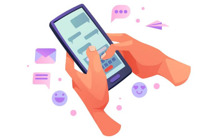 Mãos digitando em um smartphone, promovendo interação social, essencial para quem usa o Instagram.