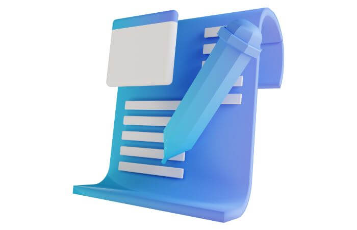 Ícone de documento com caneta, simbolizando a estratégia de planejamento de conteúdo no Instagram.