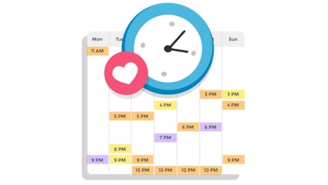 Calendário de posts Instagram indicando os melhores horários para postar no Instagram