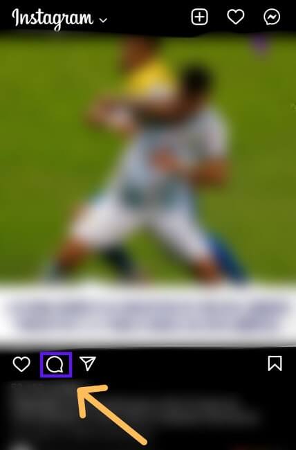 Seta indicando comentários instagram