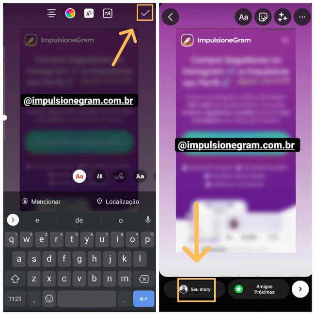 Publicar marcação stories instagram