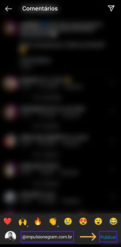 Publicar marcação comentários instagram