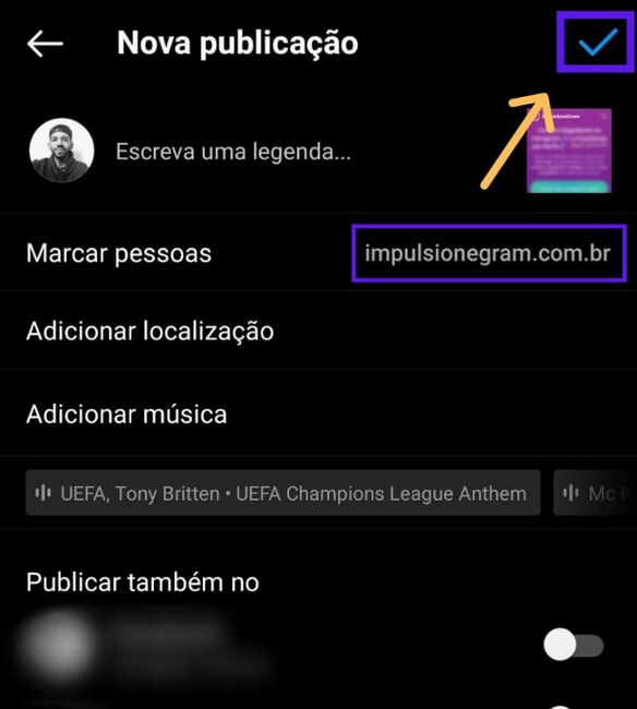 postar publicação com marcação instagram