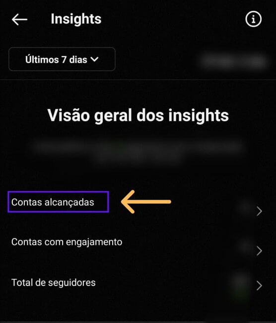 Contas alcançadas no Instagram Insights