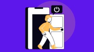 Desenho representativo de pessoa deslogando conta do Instagram