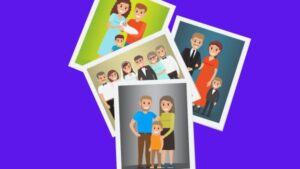 Desenho com fotos de momentos importantes da vida para compartilhar como tbt significado