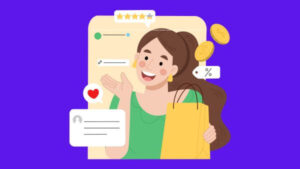 Desenho simbolizando um post no Instagram de uma mulher feliz
