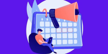 Ilustração mostrando megafone, calendário e pessoa que está sentada para mostrar onde achar rascunhos Instagram