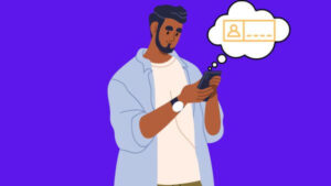 Ilustração de um homem utilizando smartphone para enviar mensagem. Nomes para instagram masculino