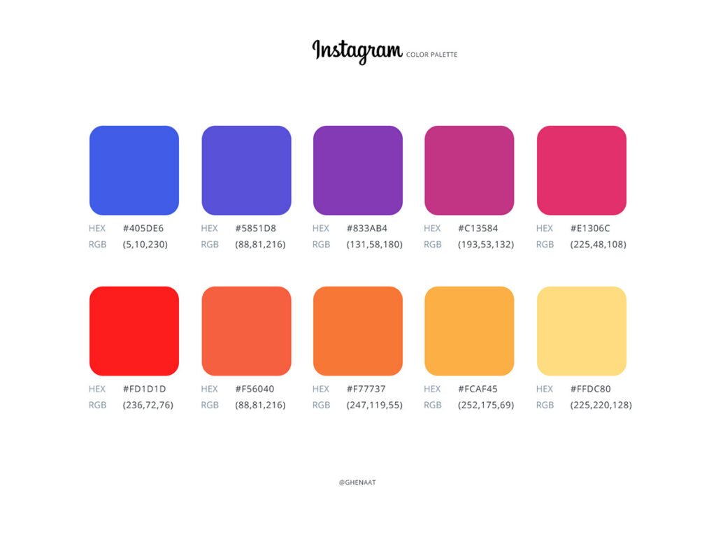Exemplo de paleta de cores instagram