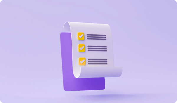 checklist em fundo roxo simbolizando os fatores de qualidade para escolher o melhor site para comprar seguidores